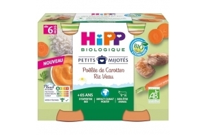 HiPP Biologique - Poelée de Carottes Riz Veau 2 x 190 g