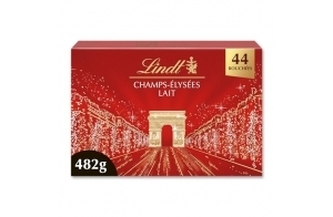 Lindt - Boîte CHAMPS-ÉLYSÉES Lait - Assortiment de Chocolats au Lait - Pralinés, Croustillants et Onctueux - Idéal pour Noël, 482g