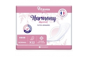 Serviettes Hygiéniques Incontinence Femme - Protection Urinaire Femme - Serviette Post Accouchement - Absorbante & Anti-Odeur - Fabriqué en France - 12 Serviettes 4 Gouttes - Harmony Discreet