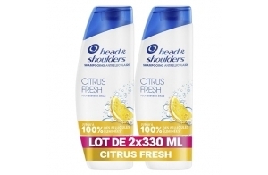 Head & Shoulders Citrus Fresh Shampoing Antipelliculaire Pour Cheveux Gras 2x330ml; Usage Quotidien; Jusqu'à 100% des Pellicules Éliminées, Cliniquement Prouvé