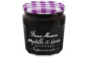 Bonne Maman - Confiture Myrtille & Cassis Intenses - Riche en Fruits et moins sucrée - 335g