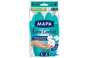 MAPA - Extra Confort - Gants de Ménage en Latex Doublure Textile 100% Coton - Confortables et Résistants pour un usage prolongé - 1 paire - Taille S