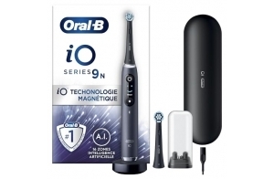 Oral-B iO 9N Brosse À Dents Électrique Noire connectée Bluetooth, 2 Brossettes, 1 Étui De Voyage Chargeur