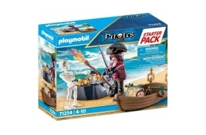 Playmobil 71254 Starter Pack Pirate et barque - Les Pirates - en quête du trésor - avec Un Personnage, Un Squelette, Une barque et des Accessoires - Coffret découverte idée Cadeau - Dès 4 Ans