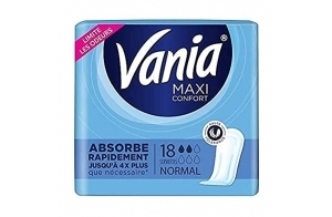 Vania Serviettes Hygiéniques, Maxi Confort, Normal, 18 Serviettes