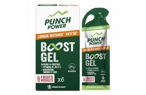 Punch Power Gel boost Longue distance pendant l'effort pour donner de l'énergie dans la durée durant vos efforts, Glucose et fructose, vitamines B1, B3, B6 et E, magnésium, sodium zinc - 6 gels