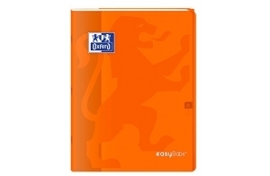 Oxford EasyBook Cahier Agrafé 24 x 32cm 96 Pages Grands Carreaux Seyès 90gr Couverture Polypro Orange avec Pochettes