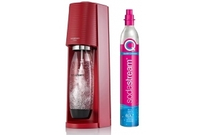 SodaStream TERRA Machine à Eau Pétillante Best-Seller | Pack 1 Bouteille 1L + 1 Recharge de Gaz 60L à Clipser | Rouge