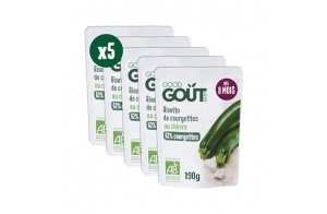 GOOD GOÛT - Risotto De Courgettes Au Chèvre - Plat Cuisiné Pour Bébé - Dès 8 Mois - Purée Moulinée - Fabriqué En France - Sachets Micro-Ondables - 5x190g