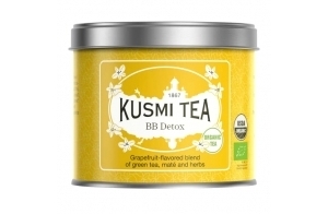 Kusmi Tea - Thé BB Detox Bio - Mélange bio de Thé Vert, Thé Maté et Plantes Aromatisé Pamplemousse - Parfums Finement Acidulés - Boite Thé 100 g - Environ 40 tasses