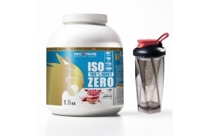 PACK ISO WHEY ZERO 1,5kg Framboise + SHAKER STORMIX ONE Noir/Rouge | Whey Protéine Isolate Ultra Pure + Shaker Anti-Grumeaux | Prise de Masse & Récupération Musculaire | Saveur Framboise | Eric Favre