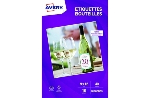 AVERY - 40 Étiquettes Autocollantes Personnalisables pour Bouteille - Format 90 x 120 mm - Impression Jet d’Encre