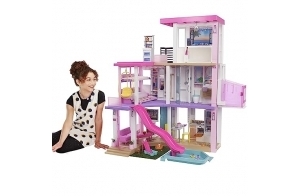 Barbie Maison de Rêve pour Poupées avec 3 Niveaux, avec Lumières Et Sons, Plus De 75 Accessoires Inclus, 109 cm De Haut, Jouet pour Enfant de 3 Ans et Plus, GRG93