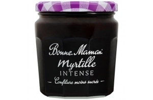 Bonne Maman - Confiture Myrtille Intense - Riche en Fruits et moins sucrée - 335g.