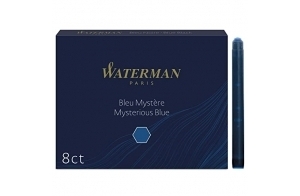 Waterman cartouches d’encre pour stylo plume, format long « standard » couleur Bleu Mystère, boîte de 8