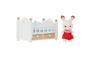 Sylvanian Families-Le bébé Lapin Chocolat et lit Mini poupées et Accessoires, 5017, Multicolore