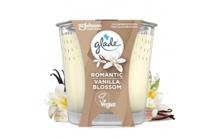 Glade Bougie Vegan Parfum Infusé Huiles Essentielles Romantic Vanilla Blossom - 30 Heures de Parfum - 1 Bougie