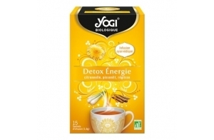 Yogi Biologique Détox Energie, Infusion 100% Bio Citronnelle, Pissenlit Et Réglisse, 15 Sachets Thermosoudés Et Sans Agrafe, 21.6 G, 310216