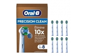 Oral-B Pro Precision Clean Brossettes De Rechange Pour Les Brosses Électriques Pour Adultes Sauf iO/Pulsonic, Embouts Ronds Pour Éliminer Plus De Plaque, Nettoyage En Profondeur, Lot De 8 Têtes