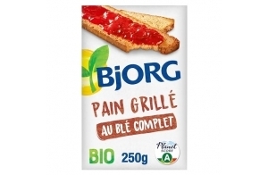 BJORG - Pain Grillé Au Blé Complet Bio - Sans Huile De Palme - Source De Fibres - 250 G, L'emballage Peut Varier