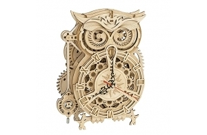 Robotime Puzzle 3D Hibou Horloge Pendule Mécanique Artisanat en Bois pour Adultes Réveil Minuteries Auto-Assemblage Construction Modèle Kits Cadeau pour Enfants De Plus De 14 Ans