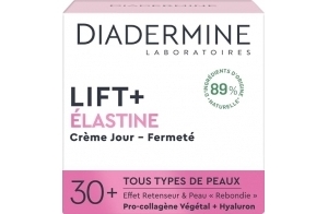 Diadermine - Lift+ Elastine - Crème de Jour Visage - Soin Anti-Rides Ultra Tenseur - Pro-Collagène végétal et actif soja - 89% d'ingrédients d'origine naturelle - Soin Anti-âge - Pot de 50 ml