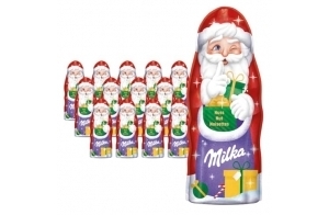 MILKA - Père Noël Chocolat au Lait avec des Morceaux de Noisettes - Chocolat de Noël - Idée de Cadeau - Chocolat Enfant à Offrir - 14 Chocolats de 95g