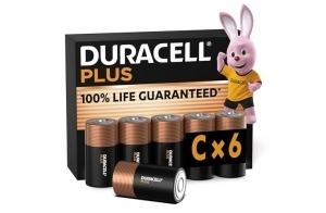 Duracell Plus Piles C (lot de 6) - Alcalines 1,5V - Durée de vie garantie à 100% - Idéales pour les appareils du quotidien - Emballage 0% plastique - Conservation 10 ans - MN1400
