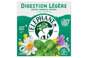 Elephant, Infusion Digestion légère, Goût Menthe, Camomille et Rooibos, Certifié Rainforest Alliance, Ingrédients d'Origine 100% Naturelle, 20 Sachets Pyramid