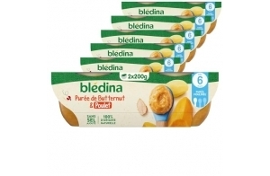 Blédina - Bols - Repas midi bébé - Purée de Butternut & Poulet - Dès 6 mois - Sans sel ajouté - 12x200g