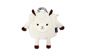 Les Déglingos - Muchachos le Lama - Sac à Dos velours - Ultra Doux - Peluche - Sac crèche ou nounou - Convient dès la Naissance - Cadeau bébé, Blanc, Maron