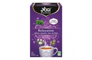 Yogi Biologique Relaxation, Infusion 100% Bio Mélisse, Camomille et Fleurs de Tilleul, 15 Sachets thermosoudés et sans agrafe, 21.6 g, 310816