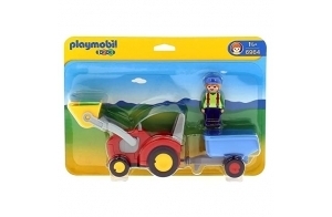 Playmobil 1.2.3 6964 Fermier avec Tracteur et remorque - avec Un Personnage et Son Tracteur - Mes Premiers Apprendre en s'amusant - pour Les Tout-Petits 18-36 Mois