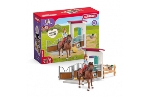 schleich 42710 Horse Club Box pour chevaux avec Hannah & Cayenne, dès 5 ans, HORSE CLUB - coffret, 25 pièces, Noir