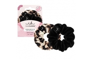 Invisibobble chouchou cheveux noir et leopard Sprunchie x2 - Chouchou cheveux femme chic en velours avec un elastique spirale à l'interieur - Forte tenue