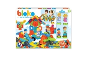 BLOKO – Grand Coffret de Jeu de Construction sur Le thème de la Famille, avec 100 pièces + 4 Figurines 3D – Jouet Enfant 1 an et Plus – Fabriqué en Europe - 503627