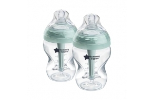 Biberons Tommee Tippee Anti-colique Avancé, 260ml, tétine en forme de sein pour une prise en bouche naturelle, tube de ventilation anti-colique. Lot de 2