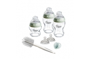 Coffret de naissance avec biberons en verre Natural Start Tommee Tippee, biberons anti-colique 150ml et 250ml, tétines à débit moyen en forme de sein