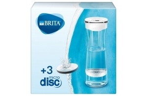 BRITA Bouteille filtrante Blanc Graphite, réduit le chlore, le plomb et autres impuretés organiques pour une eau du robinet plus pure, 3 filtres MicroDisc inclus
