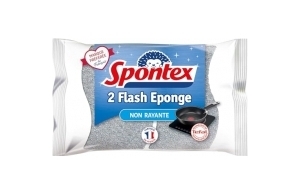 SPONTEX - Flash Eponge - 2 éponges non-rayantes spéciales plaques et poêles