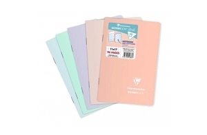 Clairefontaine 941681C Un Carnet Agrafé Koverbook Blush - 11x17 cm - 96 Pages Petits Carreaux - Papier Blanc 90 g - Couverture Polypro Opaque - Couleur Aléatoire