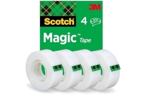 Scotch Ruban Magic - 4 Rouleaux, 19 mm x 33 m - Ruban Adhésif à Usage Général pour la Réparation, l'Etiquetage et la Fermeture de Documents