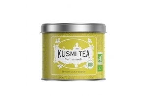 Kusmi Tea - Thé Vert Amande Bio - Mélange Biologique de Thé Vert Aromatisé à l'Amande - Thé Vert Aromatisé - Boîte Thé Métal 100g - Quantité pour environ 50 Tasses