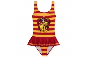 Harry Potter Maillot de Bain Fille 1 pièce Swimsuit Maillots de Bain Fille à Volant Natation Plage Mer Vêtements Enfant Ado Fille Été 7-14 Ans Couleurs Gryffondor Poudlard (Rouge/Jaune, 9-10 Ans)