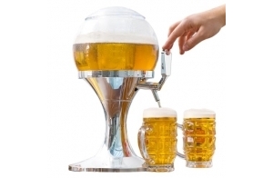 InnovaGoods - Distributeur de Bière Réfrigérant 3,5L, Machine à Jus de Fruits, Fontaine d'alcool avec Réservoir à Glaçons, PMMA Transparent et Argent Métallique, 24x24x42 cm, sans BPA