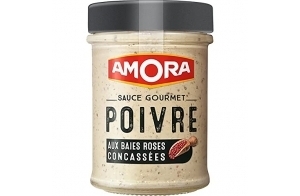 MAILLE - Sauce Gourmet Poivre aux Baies Roses Concassées - Texture Onctueuse et au Goût Optimal - sans Arôme Artificiel - 188g