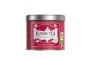 Kusmi Tea - Quatre Fruits Rouge Bio - Thé Noir Biologique, Aromatisé aux Fraises, Framboises, Groseilles et Cerises - Boîte Thé Métal 100g - Quantité pour environ 50 Tasses