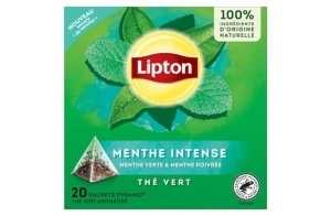 Lipton, Thé Vert, Infusion à Froid ou Chaud, Goût Menthe Verte & Menthe Poivrée, Fraîcheur, Ingrédients d'Origine 100% Naturelle, 20 Sachets Pyramid