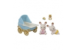 Sylvanian Families - 5432 - Les jumeaux lapin chocolat et poussette double