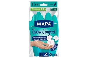 MAPA - Extra Confort - Gants de Ménage en Latex Doublure Textile 100% Coton - Confortables et Résistants pour un usage prolongé - 1 paire - Taille L